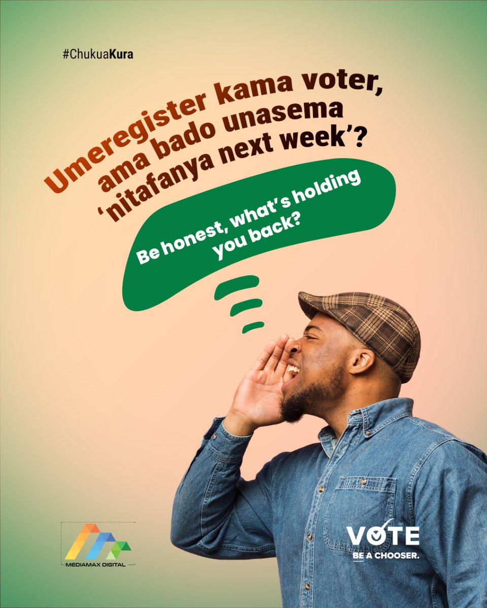 Ukifuatilia, unapata ni next week! Mbona hujachukua kura?

#ChukuaKura