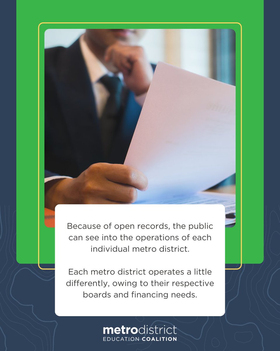 Each metro district is unique, shaped by what the community needs and wants. Thanks to open records, the public can access the operations of every district, ensuring transparency in how they function. Learn more: bit.ly/4kK4Fmt
