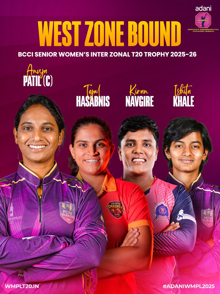 Updated squad alert 🚨 

Smriti Mandhana ⬇️ Ishita Khale ⬆️ and Anuja Patil set to lead the team!

#ThisIsMahaCricket
#AdaniWomensMaharashtraPremierLeague #WMPL #WMPL2025 #kirannavgire #womenscricket #anujapatil #tejalhasabnis #ishitakhale