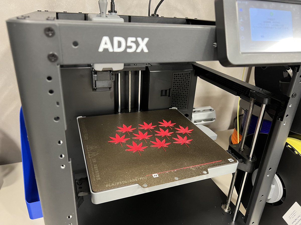 APPLE_TREE_CO's tweet image. 3Dプリンターで『紅葉🍁』製作✨
TPU 64Dなのでやわらかもみじです♪

✅3Dプリンター『AD5X』
apple-tree.shop/?pid=185729866

✅ フィラメント『TPU 64D レッド』
apple-tree.shop/?pid=188941005

#FLASHFORGE #TPU64D #AD5X #3Dプリンター #秋