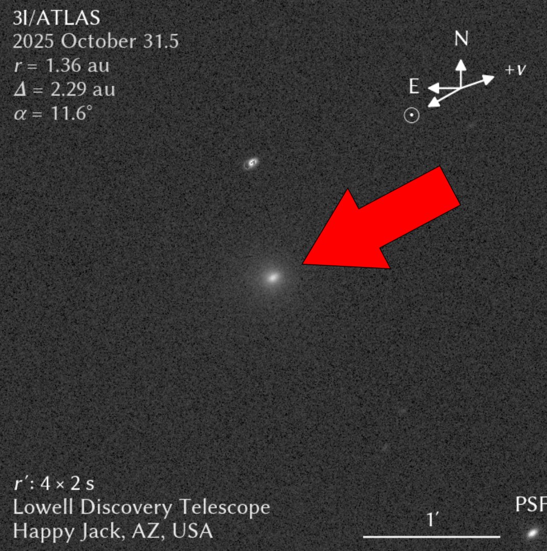 1ª IMAGEN de 3I/ATLAS saliendo del perihelio, su máxima aproximación al Sol, la consiguió el Lowell Discovery Telescope (LDT) que es capaz de observar objetos que han estado cerca del brillo solar o incluso que emergen de él.