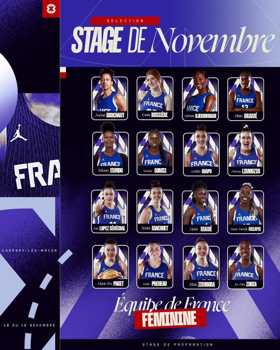 La liste des Bleues pour novembre 🇨🇵

16 joueuses ont été convoquées pour participer à un stage de préparation puis à un tournoi international du 10 au 16 novembre à Charnay-lès-Mâcon ⚔️

📲 + d'infos sur 3x3ffbb.com