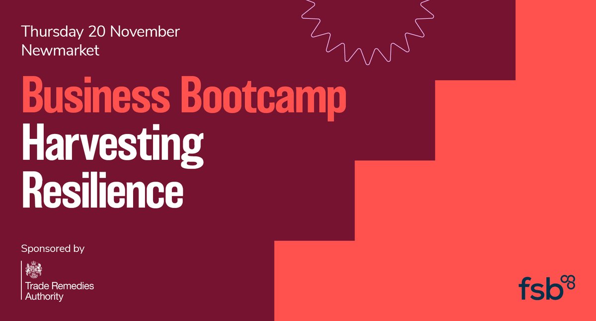 For the last two months, you’ve probably seen LOTS of posts about tickets for our East of England Business Bootcamp…

Well, this is it!

Ticket sales close tomorrow…

events.fsb.org.uk/en/fsb-busines…