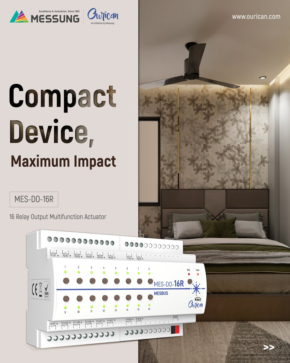 OuricanSolution's tweet photo. Ourican KNX Actuators (8,16,24 channels) manage lights, fans, curtains, with scenes, timers, FCU integration, and advanced logic. Smart control for homes, offices, and hotels.

#MessungOurican #KNXActuators #SmartAutomation #LightingControl #FanControl #CurtainControl https://t.co/Ii7FPxuQja