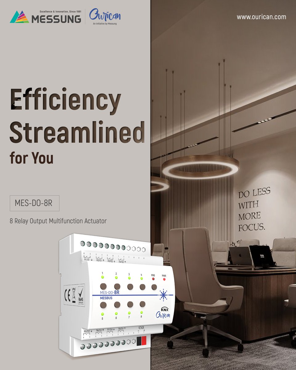 OuricanSolution's tweet photo. Ourican KNX Actuators (8,16,24 channels) manage lights, fans, curtains, with scenes, timers, FCU integration, and advanced logic. Smart control for homes, offices, and hotels.

#MessungOurican #KNXActuators #SmartAutomation #LightingControl #FanControl #CurtainControl https://t.co/Ii7FPxuQja