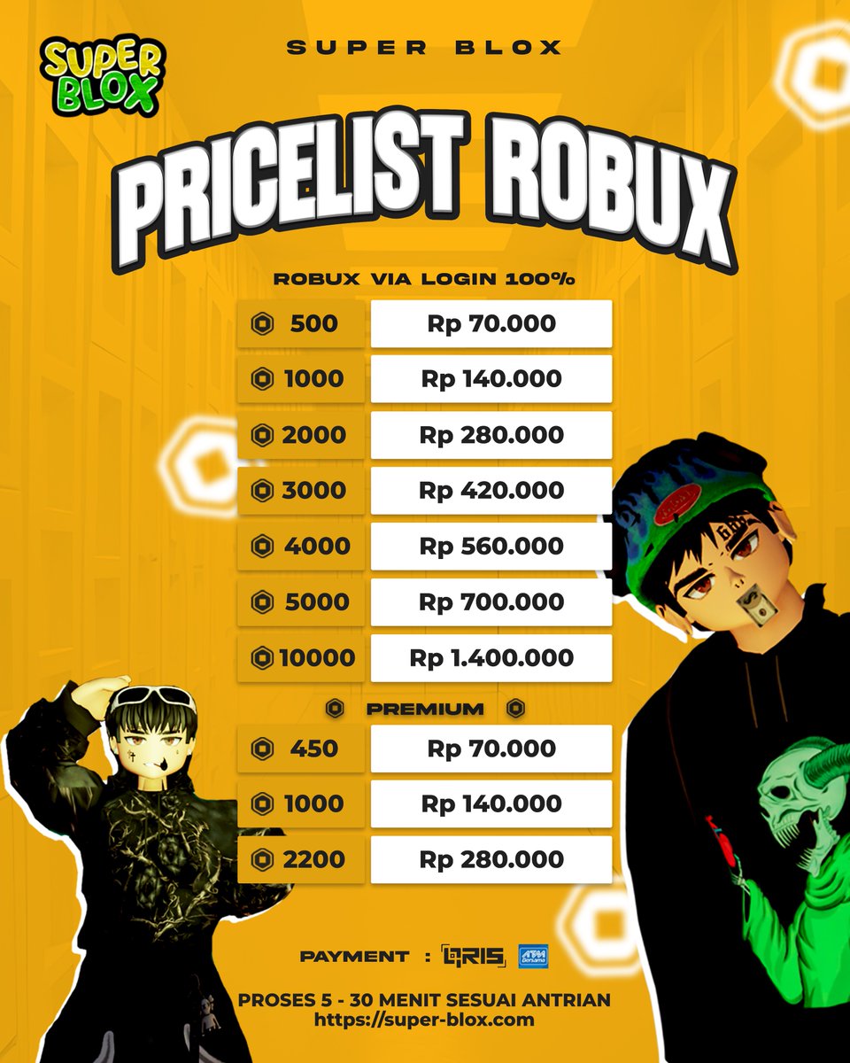 new_eple's tweet photo. pricelist topup robux vilog !

#ROBLOX #robloxindonesia https://t.co/IQA8qE41Fz