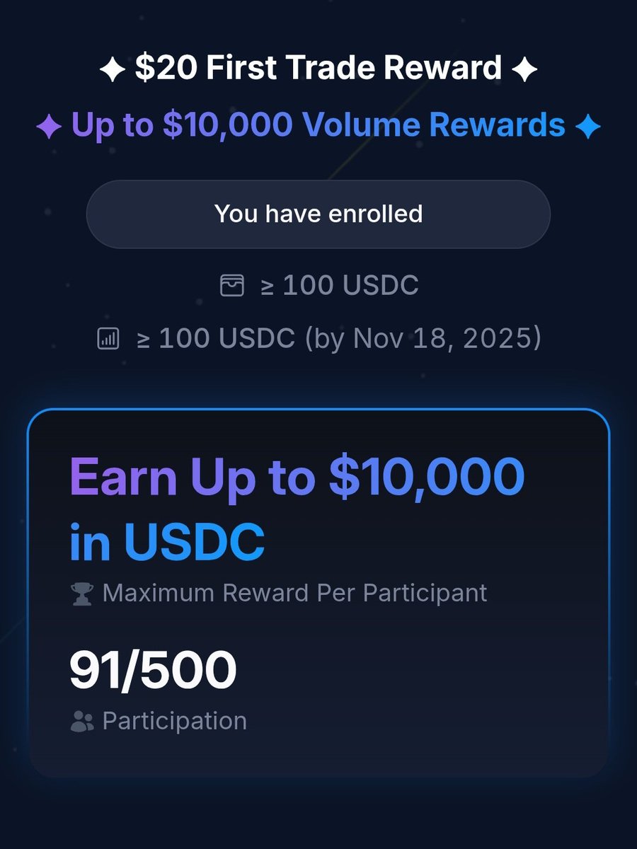 2 Weeks Trading Challenge! Trade on <a href="/Onchain_Wallet/">Crypto.com Onchain</a> with <a href="/dYdX/">dYdX</a> and win rewards 

➡️ What’s in it for you?
➡️ First Come First Serve 500 traders get $20 guaranteed
➡️ Top traders can win up to $10,000 USDC

⤷Campaign:- cdc-campaign.dydxarena.com
⤷App:- play.google.com/store/apps/det…

➡️
