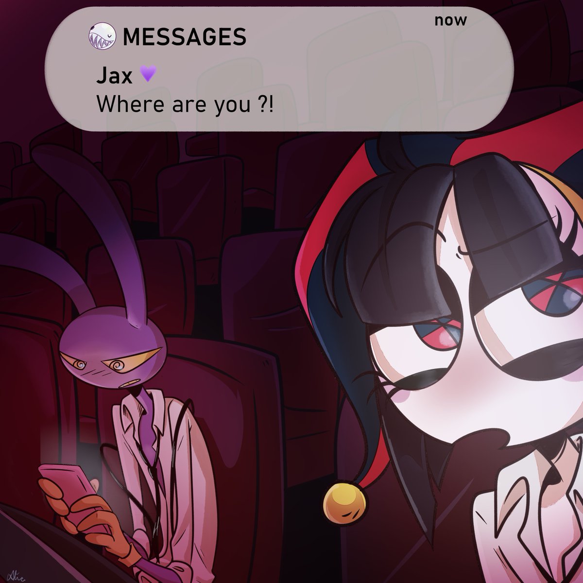 screaming_alice's tweet image. Has anyone done this meme with #funnybunny? 
I though of it just randomly and found it pretty funny. 😅

#tadc #jax #pomni #TheAmazingDigitalCircus #PomnixJax