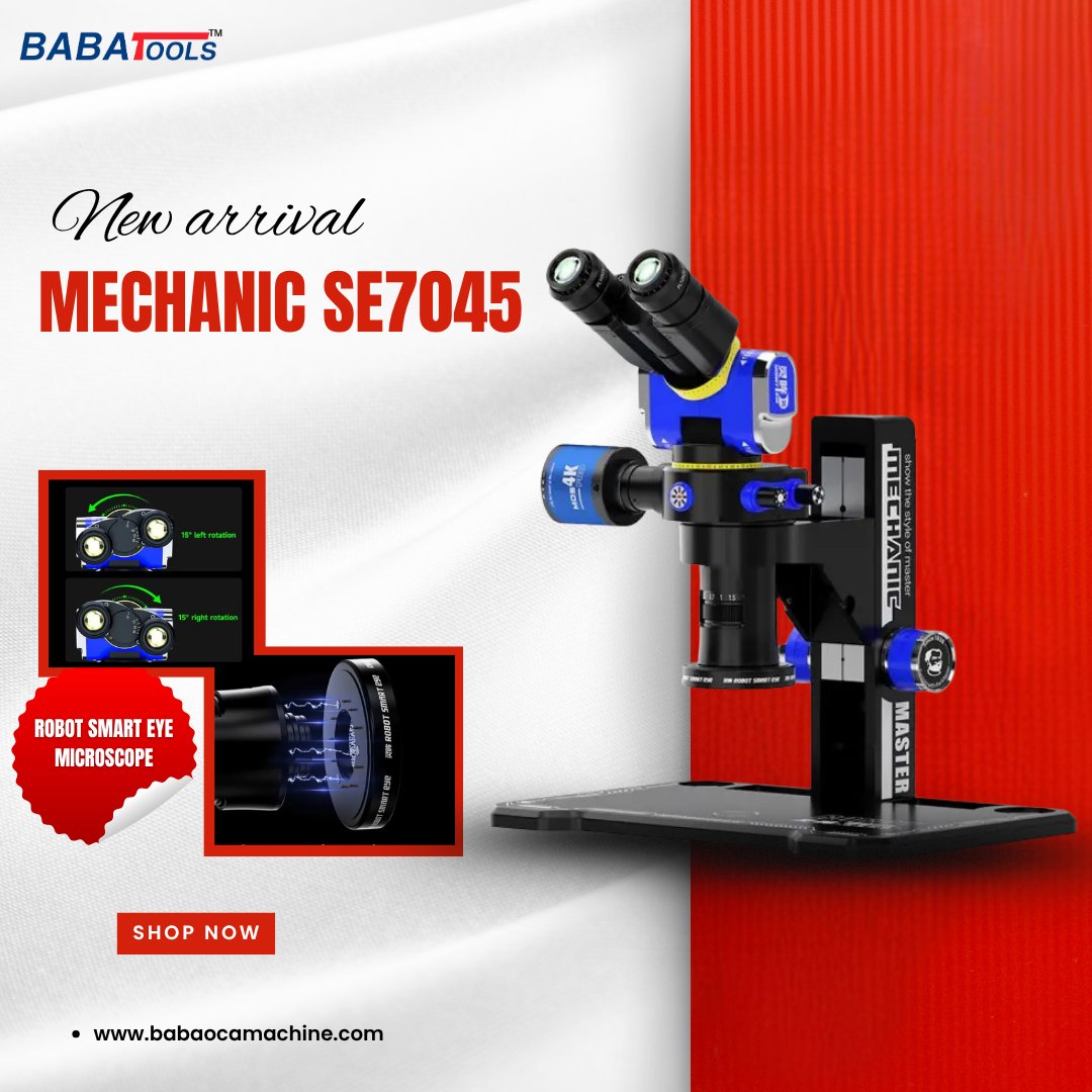 BabaCable's tweet image. Mechanic SE7045 Microscope
Shop:- babaocamachine.com/product/mechan…
#mechanic #micrscope #babatools #babaocamachine #mechanicSE7045 #Mobilerepairingtools #Phonerepairingtools #electronicstools
