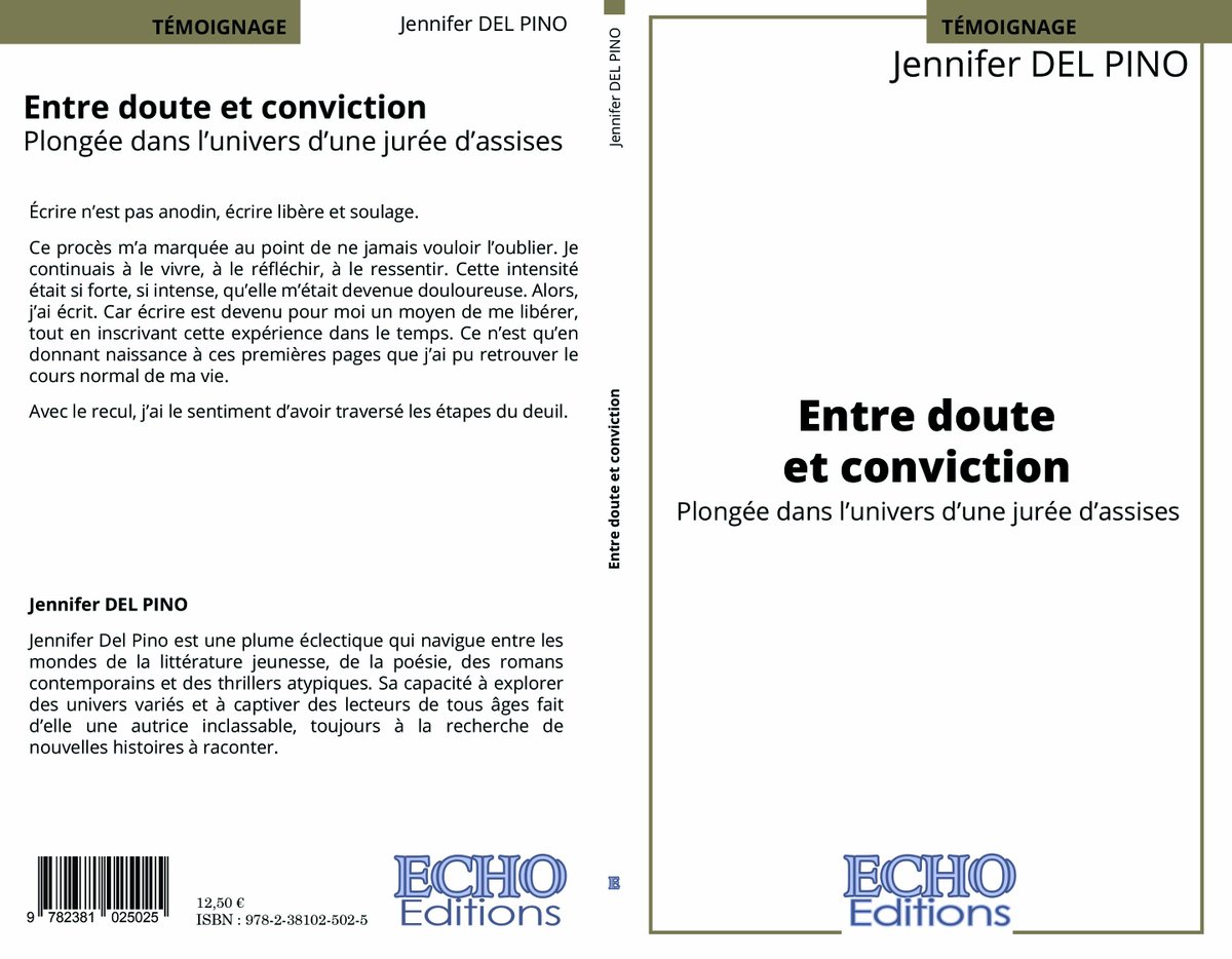 EchoEditions's tweet photo. Entre doute et conviction
    Jennifer DEL PINO
    Témoignage, biographie
    Format : Poche ( 12x19 )
    Pages : 75
    Publication : 11/11/2025

➡️ https://t.co/i8ThZKQy3o

Plongée dans l’univers d’une jurée d’assises
#temoignage #juge #assises #juré #justice https://t.co/2RPx7S9A1i