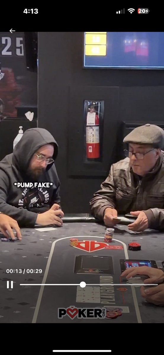 Deuce22ss's tweet photo. @pokerorg @PlaygroundPoker Literally not an angle shoot at all

Not his fault the buddy flipped his cards before the chips even passed his own hand

I genuinely think he was going to call and wasn’t looking for info, but then the dude just showed his hand and saw he was beat. Look how early he flipped https://t.co/C2tE56i64g