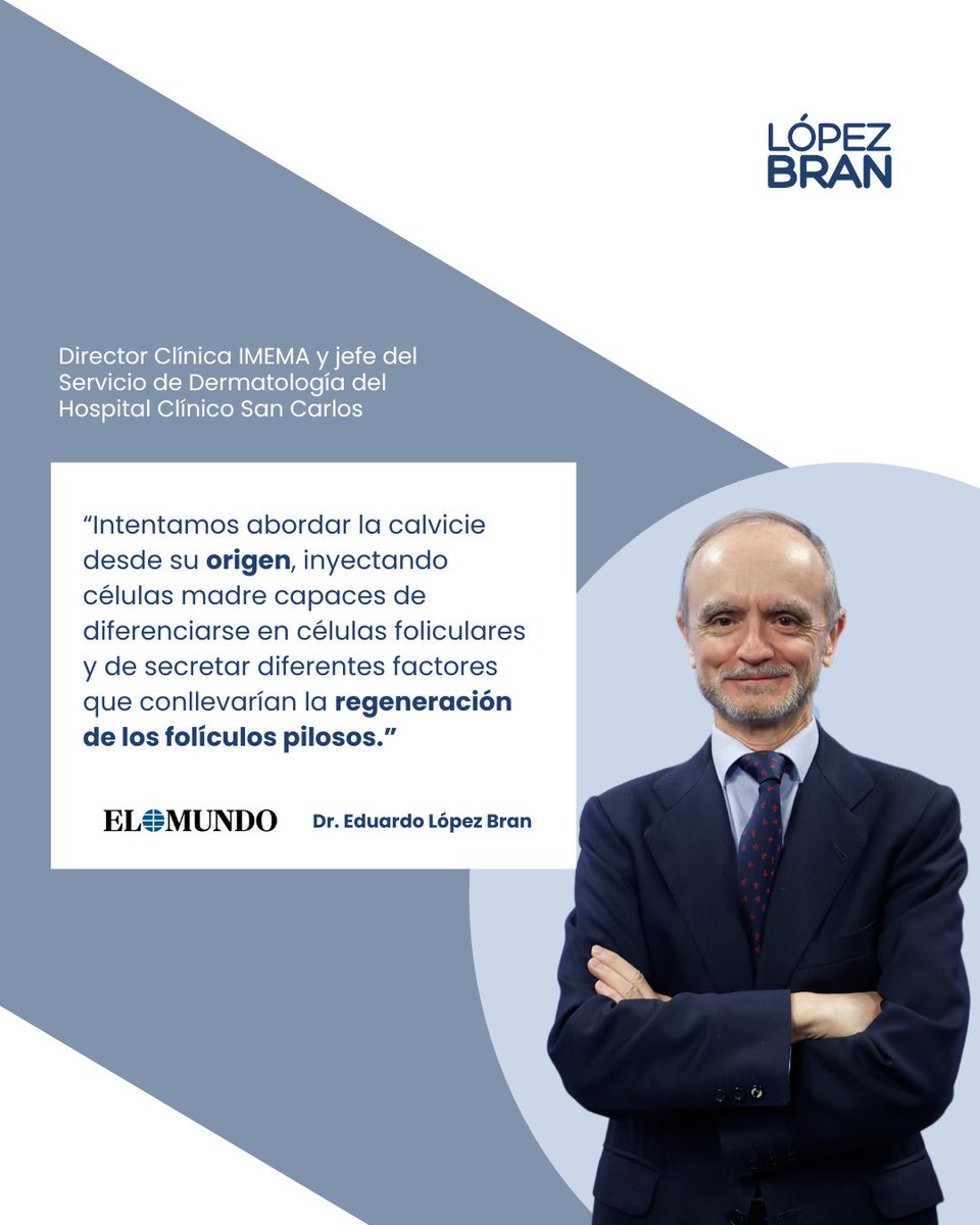 📰 Hace unos días, compartí en <a href="/elmundoes/">EL MUNDO</a> los avances de la investigación que lidero junto al Hospital Clínico San Carlos sobre la alopecia androgénica.

Abordamos distintos aspectos del estudio, como la importancia de las células madre derivadas del tejido adiposo y del