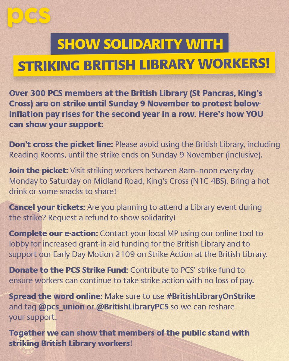 Curious about how to show solidarity with striking workers at the British Library? Here are some practical suggestions! Links to the PCS strike fund, e-action and early day motion are all included in our bio!