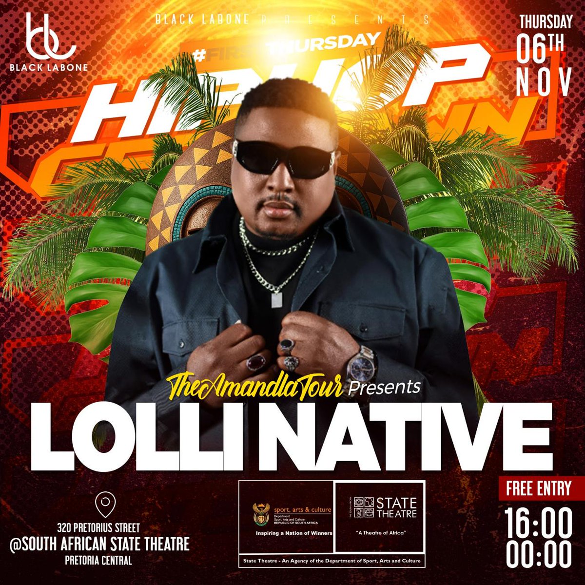 Lolli Native’s Amandla Tour kicks off at Black Labone, at the South African State Theatre! 

From the streets to the stage, Lolli brings his stories to life with high-energy performances, raw emotion, and that signature sound that’s moved the culture.

#AmandlaTour