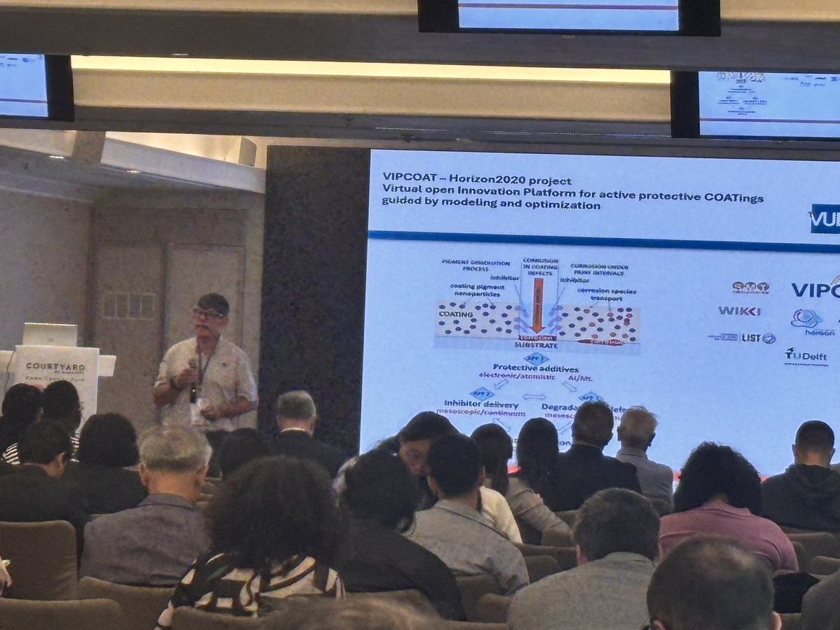 SETCORORG's tweet image. Inspiring plenary at SMS 2025! 🌟 Prof. Herman Terryn (Vrije Universiteit Brussel, Belgium) shared insights on “Smart Corrosion Prediction in Organic-Coated Metals” using integrated experimental &amp;amp; computational tools.
#SMS2025 #SmartMaterials #CorrosionScience #PlenaryLecture
