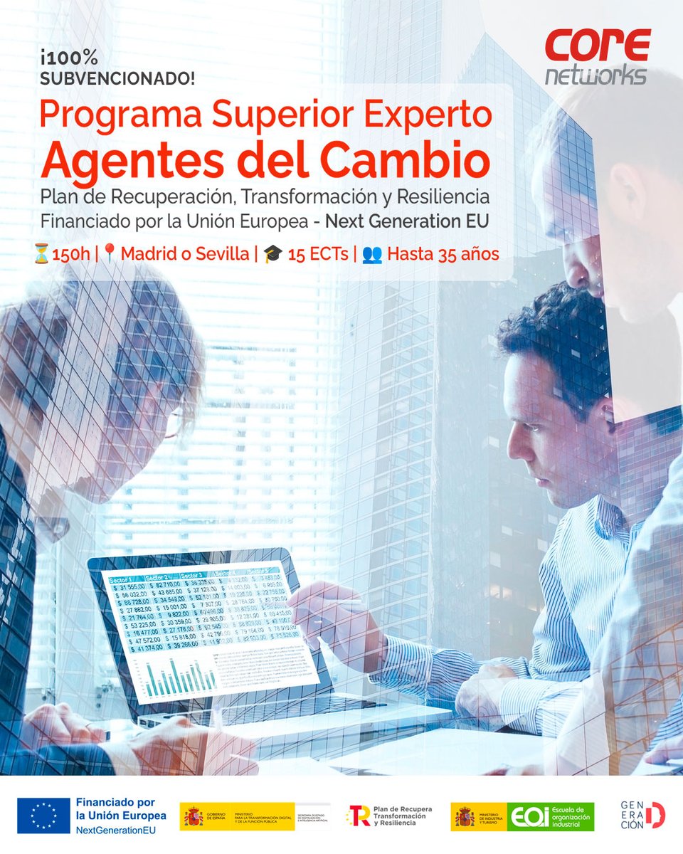 CoreNetworksSev's tweet image. El 17 de noviembre comenzamos una nueva edición del Curso Superior Agentes del Cambio en #Sevilla:

✅ 150h
✅ Formación presencial
✅ 100% subvencionado

Infórmate y apúntate en este enlace: cursossubvencionados.corenetworks.es/cursos-gratis-… #TransformaciónDigital