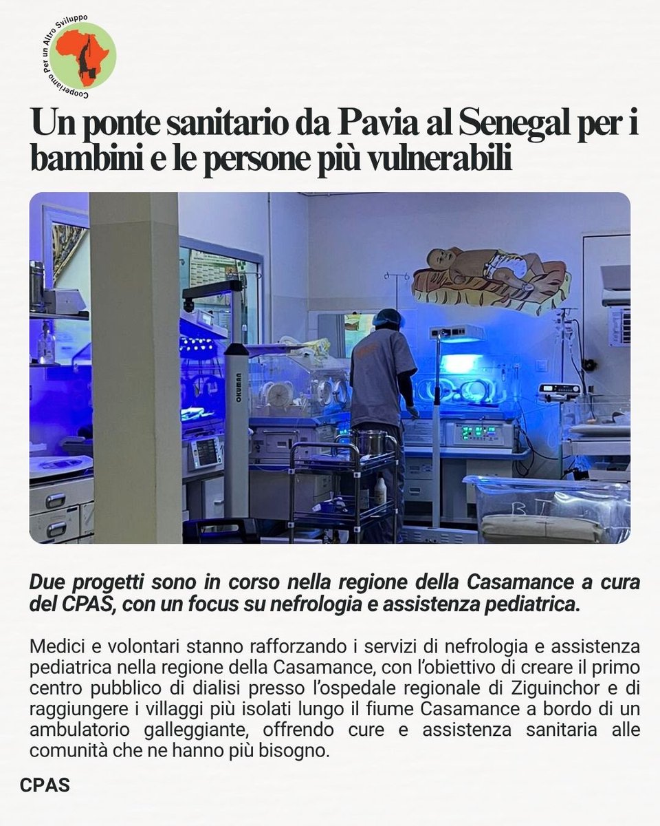 cpasonlus's tweet photo. Due progetti sono in corso nella regione della Casamance a cura del CPAS, con un focus su nefrologia e assistenza pediatrica, di cui ha parlato anche La Provincia Pavese. https://t.co/GaJEtQQQbV