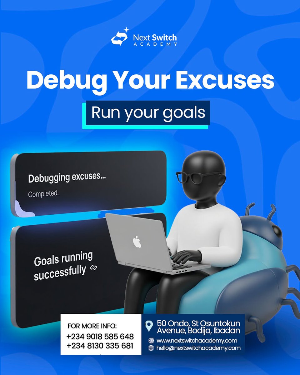 nextswitch_'s tweet image. If excuses were bugs, most of us would need an update patch by now.

Its time to refactor your mindset and run your goals.

Because growth doesn’t happen by accident… it’s executed intentionally.

#debugyourexcuses #careergrowth #techlife #nextswitchacademy akpabio Ned Nwoko