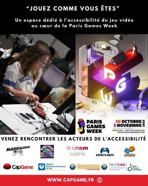 MrGyzmo84's tweet photo. JOUEZ COMME VOUS ÊTES 🎮

Cette année à la Paris Games Week c'était le retour d'un espace dédié aux solutions existantes permettant l'accès au jeu vidéo pour tous.

Des associations unies pour informer, accompagner afin de faciliter l'accès au premier marché culturel en France, le jeu vidéo. Les copains de CAPGAME, Handi'Arcade, Handigamers... font un travail colossal dans ce sens ! 

👉 Le jeu vidéo, un vecteur puissant encore sous exploité d'inclusion ! 

Un grand bravo aux organisateurs de la PGW (@SELL_JeuxVideo) d'avoir permis que cet espace existe et AU COEUR de la PGW 👏