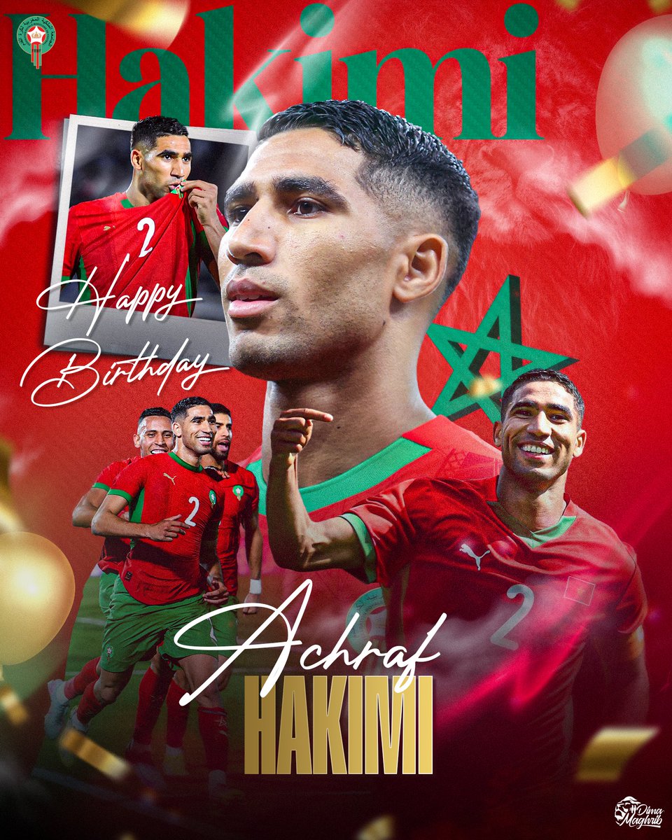 عــــيــــد مــــيــــلاد ســــعــــيد أشــــــرف حــــكــــيــــمـــي 🦁
𝑯𝒂𝒑𝒑𝒚 𝒃𝒊𝒓𝒕𝒉𝒅𝒂𝒚 𝑨𝒄𝒉𝒓𝒂𝒇 𝑯𝒂𝒌𝒊𝒎𝒊 🥳 We wish you all the best!

#DimaMaghrib 🇲🇦