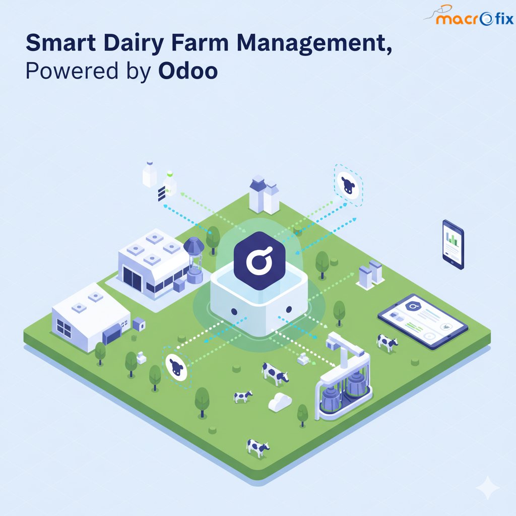 macrofix's tweet image. Behind every great dairy farm is a farmer who never gives up — and now, technology can help. 

With Macrofix’s Odoo Dairy Farm Management System, handle feed, milk yield &amp;amp; herd health — all in one place.

Because dairy farming isn’t just business — it’s life. 

🔗…