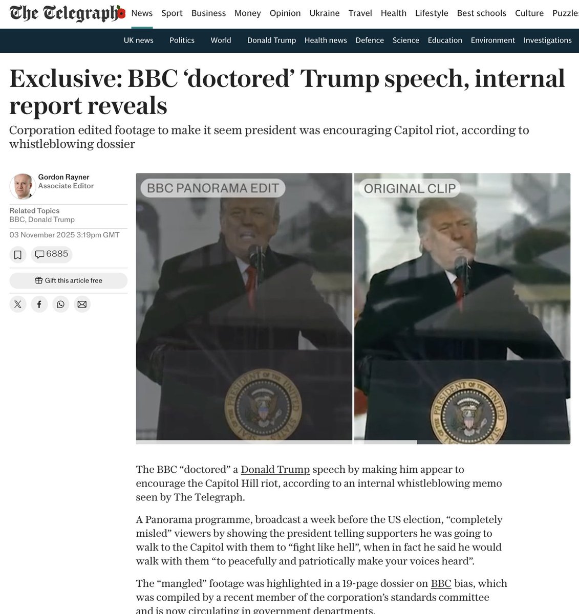 Isn't that strange? The Telegraph broke the story and it now features prominently in all the UK media, including The Guardian. But the BBC itself? Nope.