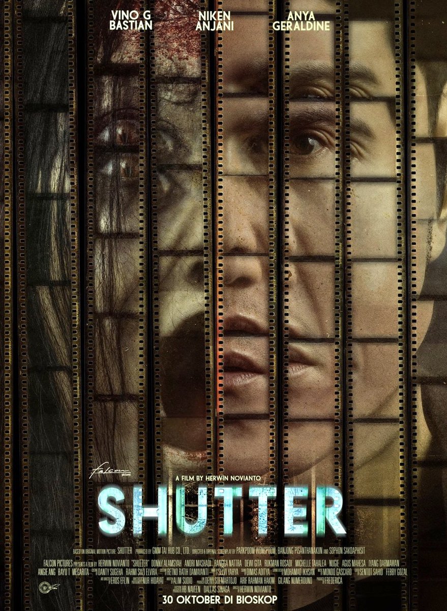 yan_widjaya's tweet image. #Shutter (Falcon/30/X/2025) sut Herwin Novianto. Remake film Thailand/2004. Fotographer  Darwin n kekasih, Pia, dihantui arwah penasaran. 3 sahabatnya tewas beruntun.  Dosa ms lalu  meneror. Scene tak runtut. Karakter para tokoh tak meyakinkan. Kasus di luar nalar n tak membumi