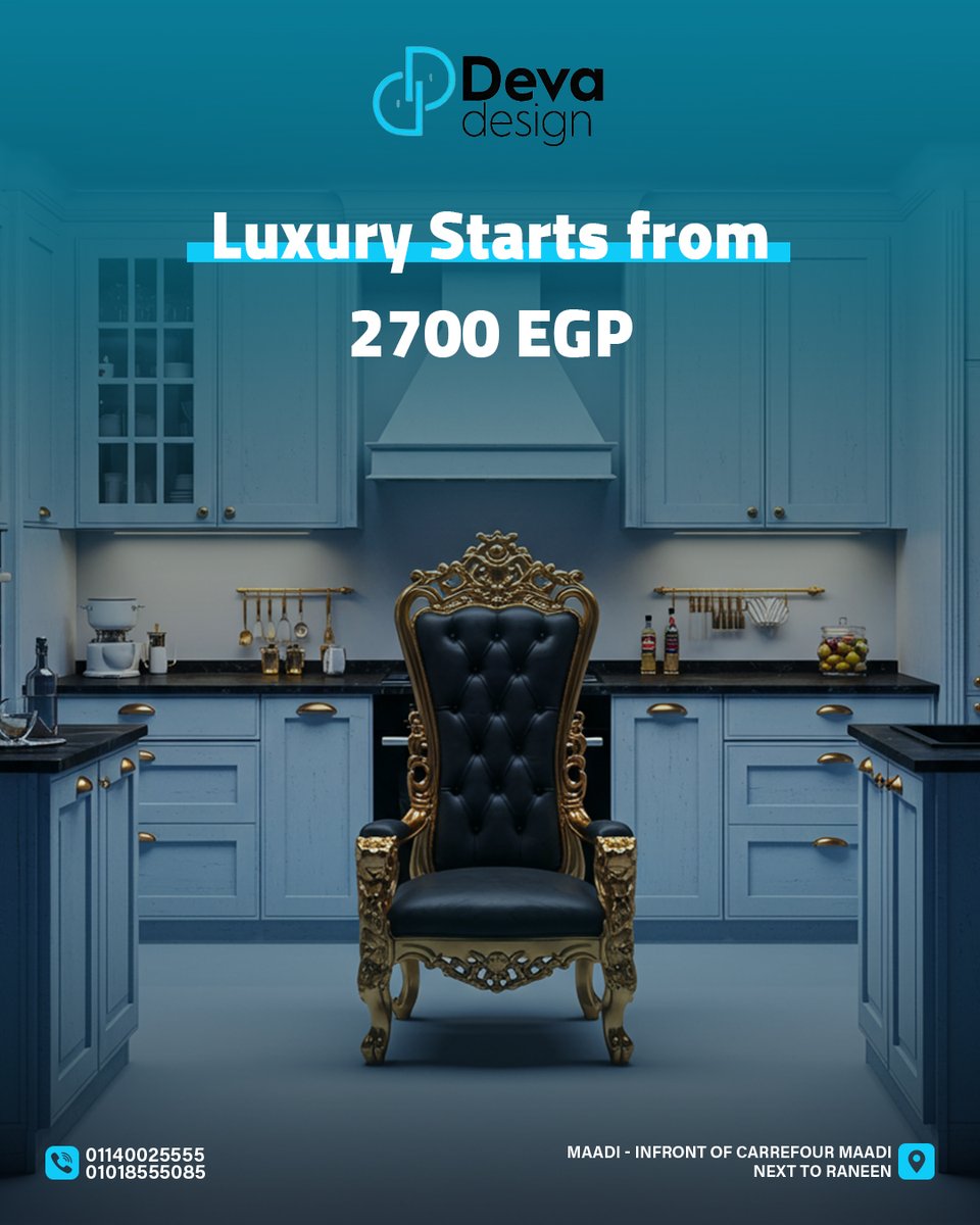 DevaDesign's tweet image. Why not… when #luxury  starts from just 2700 EGP !
Choose the style that perfectly matches your #space and your taste with Deva Design 🩵

#Deva_Design #LuxuryKitchens #KitchenDesign