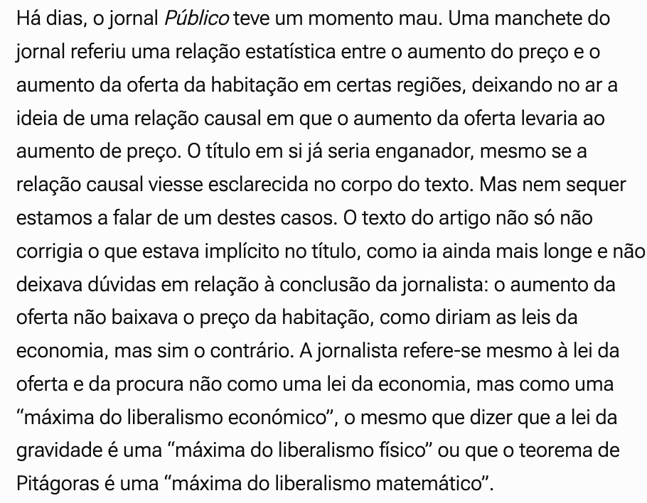 cgpliberal's tweet image. Ainda sobre a célebre manchete do Público (texto completo nos comentários):
(...) A última vez que tivemos um aumento desta dimensão nos preços da habitação foi no final dos anos 90. A resposta do mercado foi a construção de mais de 90 mil casas em 1998, seguido de quatro anos…