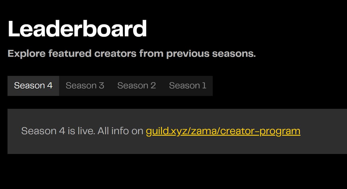 🚨 Season 4 of the <a href="/zama/">Zama</a> Creator Program is LIVE! 🚨

The leaderboard for Season 3 isn’t even out yet, but Season 4 is already underway, and this could be your last chance to claim a Zama OG NFT 

With only 3,500 NFTs available, and 900 creators eligible, this is your moment. If