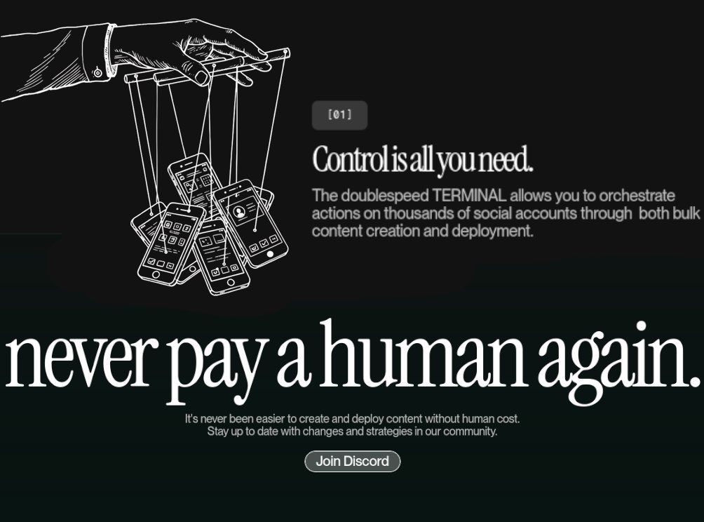 Esto resume todo lo que está mal con la IA. ¿En serio? ¿Para qué? ¿Falsos seguidores que parezcan humanos para vender más humo? ¿Para manipularnos mejor? Me da ascopena, la verdad. Y trabajo en esto, pero para hacer la #IAresponsable y ética.