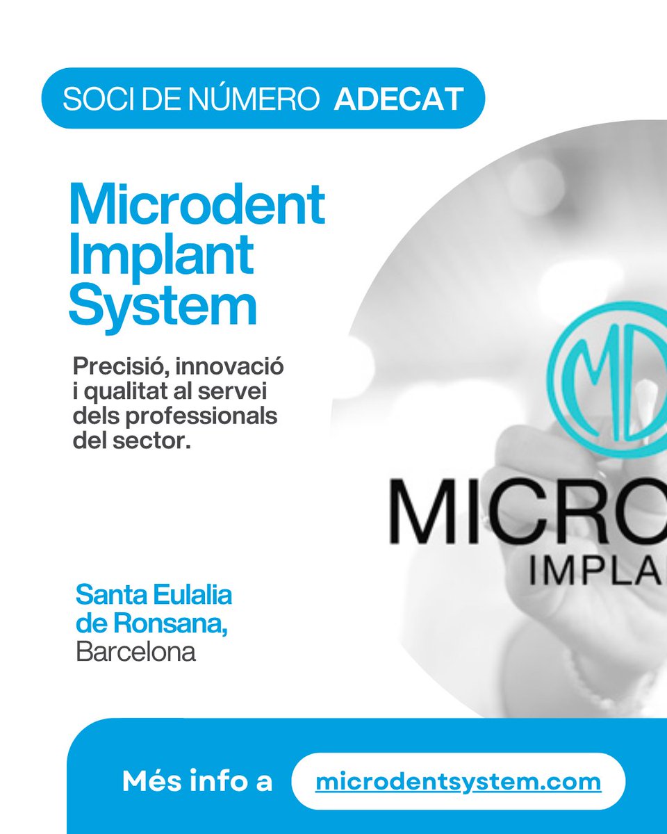 👋 Donem la benvinguda a un nou soci d’ <a href="/adecat_org/">ADECAT</a> !

💡 <a href="/MicrodentSystem/">Microdent</a> s’incorpora com a soci de número, aportant la seva experiència pionera en el desenvolupament i fabricació de sistemes integrals de rehabilitació oral.

Benvinguts a la comunitat ADECAT! 🤝