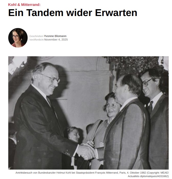 landry_charrier's tweet image. 🚀 #Kohl &amp;amp; #Mitterrand: heute ein Symbol für die 🇩🇪-🇫🇷 Freundschaft, damals ein politisch unerwartetes Duo (#dokdoc). Bei ihrem ersten Treffen 1982 schien ein harmonisches Zusammenspiel zwischen Bonn und Paris alles andere als sicher. Von Yvonne Blomann: dokdoc.eu/2025/11/04/ein…