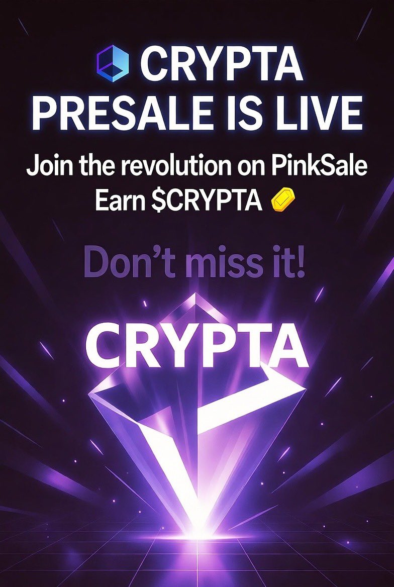 cryptavpn's tweet image. 🚀 CRYPTA IS LIVE!
The wait is over — the revolution begins.
Join the presale now on PinkSale and grab your spot in the future of decentralized privacy

💎 Referral rewards are live — earn more $CRYPTA by sharing!
👉 pinksale.finance/launchpad/poly…

#CRYPTA #Presale #CryptoLaunch  #defy