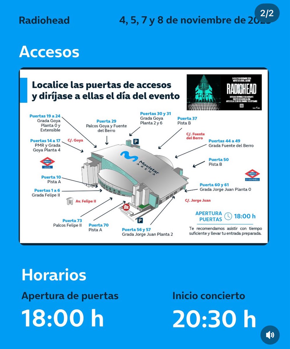Hoy estaremos cubriendo #Radiohead en Madrid 🫰

Mapa de accesos del Movistar Arena: