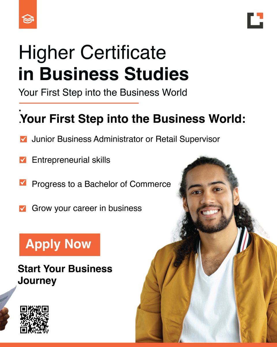 Cornerstone_CPT's tweet image. Build your future in business. 
Gain the knowledge and skills to thrive in today’s world of work with the Higher Certificate in Business Studies.
Applications for the first semester of 2026 are now open - apply here: unisis.cornerstone.ac.za/apply

#learntochangetheworld