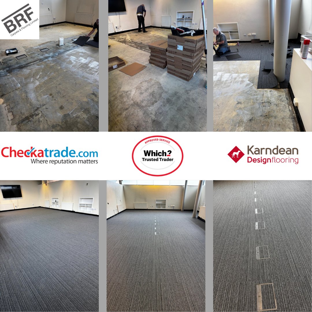#Ad : BRF Carpets &amp; Flooring - Just wrapped up a stunning project for ACM Music Tutors in the Jewellery Quarter! 🎶✨ We solved their carpet splitting issues with Burmatex Go To 100% nylon in sleek Metal Grey. 100 sq meters of chic, durable flooring installed. 🙌