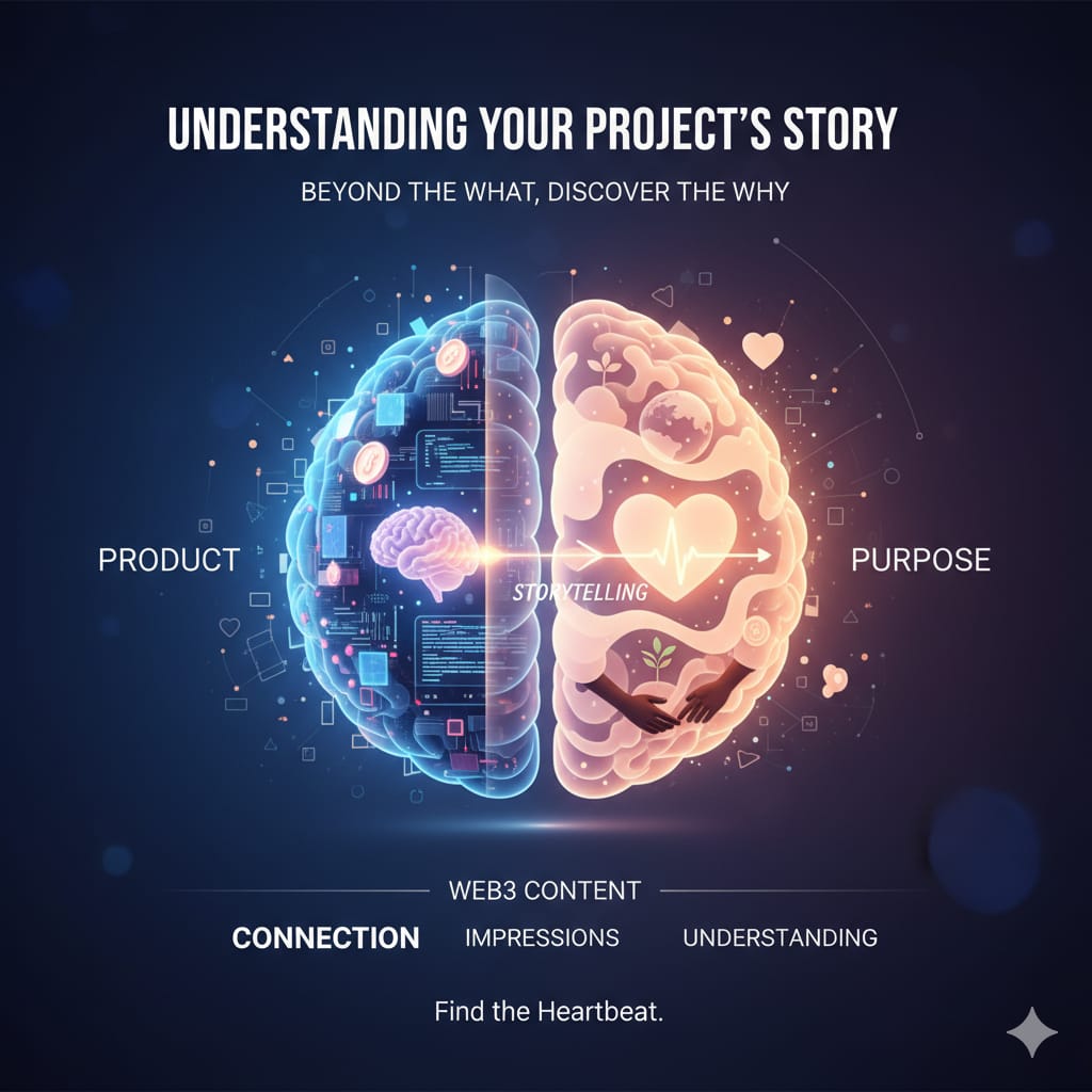 The Web3 Content Creator’s Playbook : Understanding Your Project’s Story

Yesterday, we talked about how Web3 content marketing isn’t about chasing attention it’s about building trust. We said the best creators in this space don’t just promote projects; they translate them. They