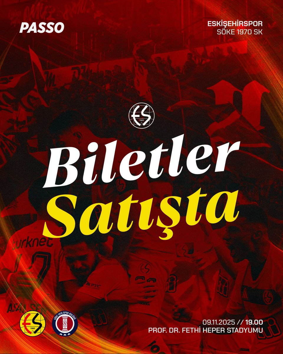 BİLETLER SATIŞTA!

⚽️ Eskişehirsporumuzun, Nesine 3.Lig’de 9 Kasım Pazar günü saat 19.00’da evinde oynayacağı Söke 1970 SK maçının biletleri satışta!

Haydi EFSANE! Tribündeki yerini al, takımını yalnız bırakma!

Kuzey ve Güney Kale Arkaları: ₺150
Doğu Maraton Alt: ₺250
Doğu