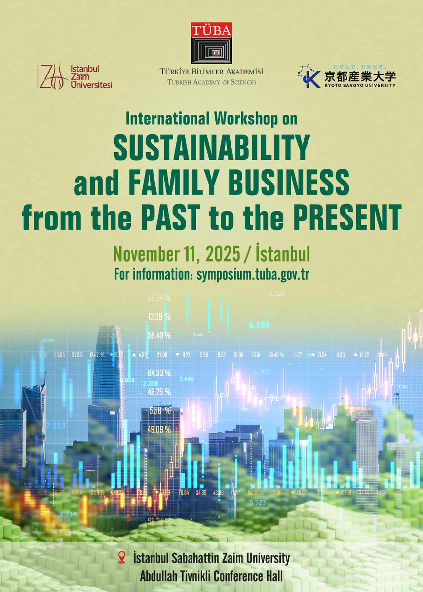 Türkiye Bilimler Akademisi (TÜBA) ile Kyoto Sangyo Üniversitesi iş birliğiyle düzenlenecek “Sustainability and Family Business: From the Past to the Present” başlıklı uluslararası çalıştay, İstanbul Sabahattin Zaim Üniversitesinin ev sahipliğinde gerçekleştirilecek. Çalıştayda,