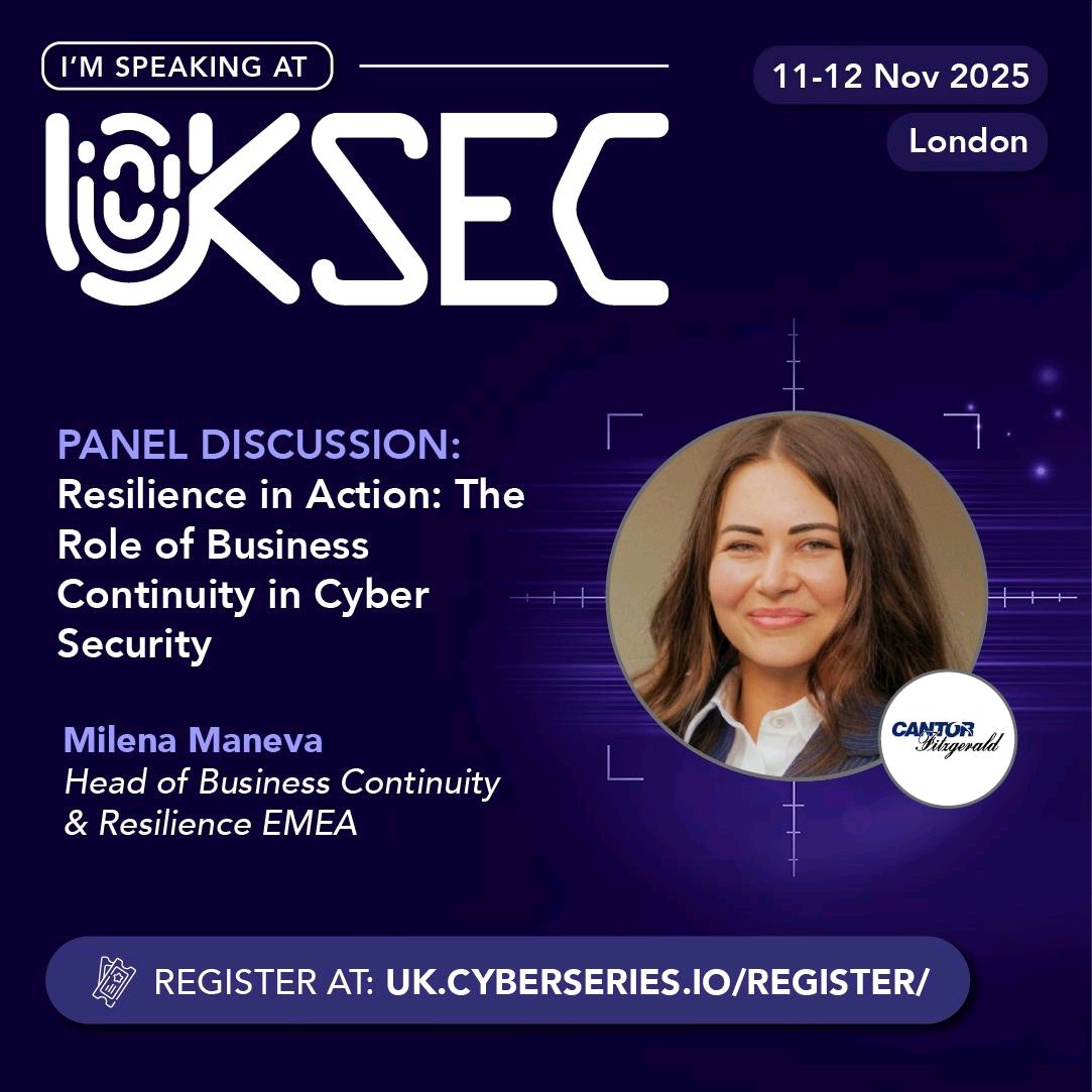 MilenaM_MM's tweet photo. I am pleased to represent the @ISACALondon at @UKSEC 

– Moderator: Milena Maneva, Head of BC &amp; Resilience EMEA, Cantor Fitzgerald
– Kam Karaji, Director, Cyber Security &amp; Risk Management, NFL
– Valerie Ezinmo, CISO UK &amp; IRELAND, L’Oréal
– Hammond Reddie, CISO, Spire Healthcare https://t.co/TaMDBld70x