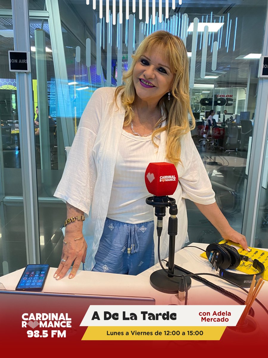 ¡AL AIREE!💓

🎙️ De 12:00 a 15:00 pm te acompaña <a href="/adelamercado64/">Adela Mercado</a>  en «A De La Tarde» por #CardinalRomance 98.5 FM. 

🫶🏻 ¡Si estás en el tráfico, en la oficina o en el almuerzo, subí el volumen y déjate llevar por la buena música!🎶 

#CardinalRomance 98.5 FM, donde las emociones