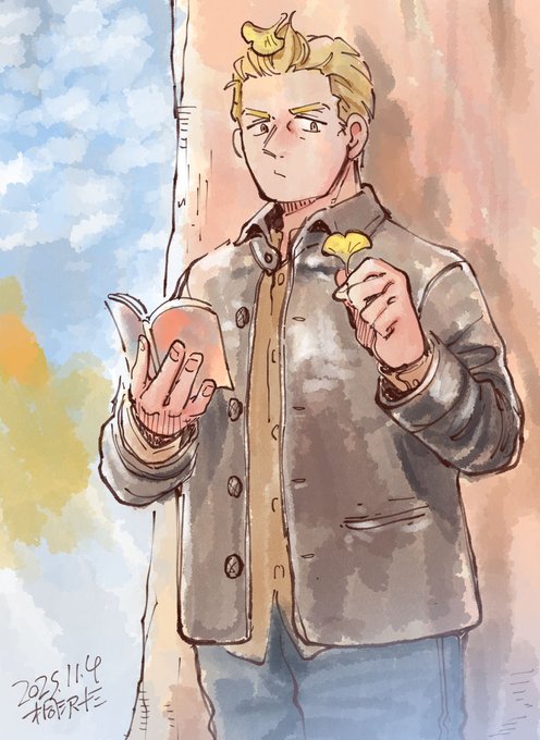 秋の日、助手と待ち合わ先生🍂 