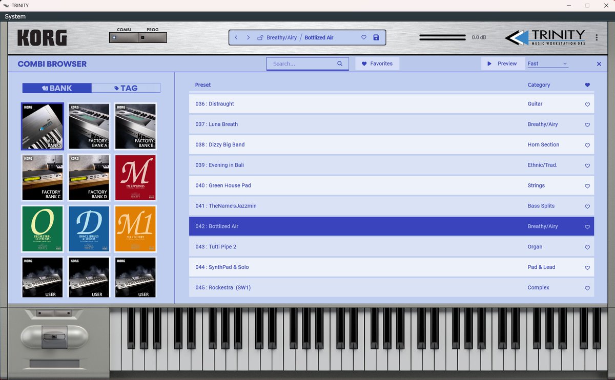 KORG CollectionのTRINITY、うちのV3実機と聴き比べてみたけど、わずかに実機のほうが空間が広くてソフトのほうが輪郭がクッキリしているような気もするけど、ソフトはADI-2/4 Pro SEからの出力だからその違いで、DACの質感のシミュレーション含めてほぼ完全再現出来ててすごい