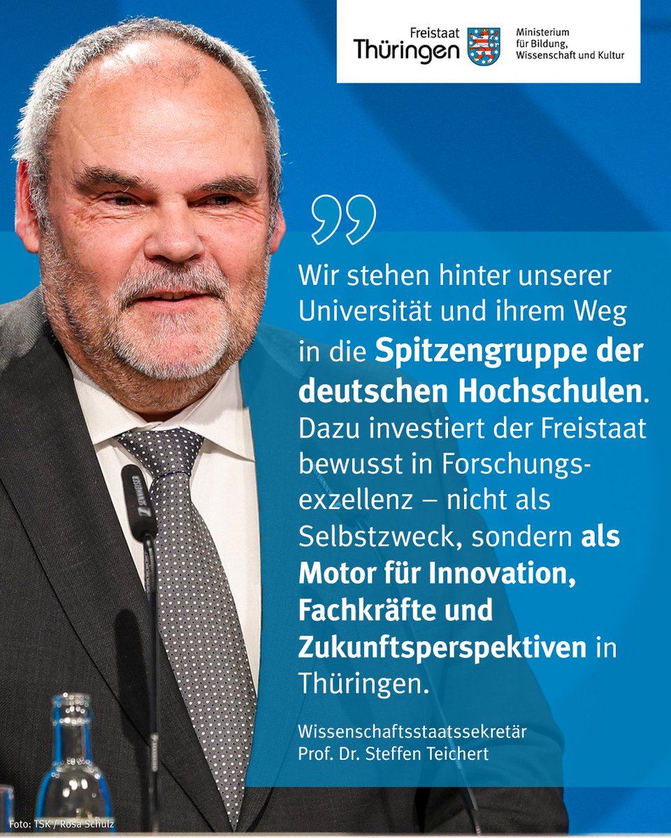 FSU Jena auf dem Weg zur Exzellenzuniversität und Thüringen investiert gezielt in Forschung, Nachwuchs &amp; Zukunft. Ein starkes Signal für Wissenschaft im Osten.
▶️ Mehr Infos:bildung.thueringen.de/aktuell/landes…
#Exzellenzuniversität #FSUJena #WissenschaftTH #Thüringen