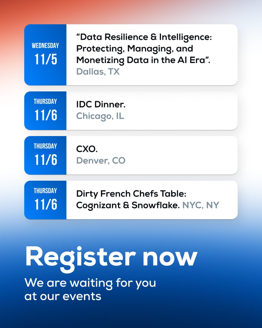 techtalksummits's tweet image. Good Morning from #TechTalkSummits! Coming up this week:

Tuesday 11/4 - TechTalk Tuesday IDC Virtual 
Tuesday 11/4 - Chefs Table at Pineapple &amp;amp; Pearls - Washington DC
Wednesday 11/5 - Dinner at The Metropolitan Grille &amp;amp; Seattle Kraken Game - Seattle, WA
Wednesday 11/5 - CxO…