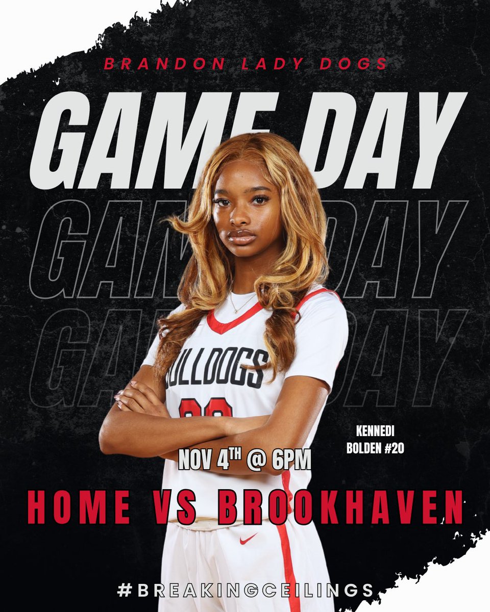 ITS GAMEDAY!!! The Lady Bulldogs are in action tonight for the first time at home vs. Brookhaven at 6:00!! Come on out and pack the stands for your Lady Dogs!! You don’t want to miss it!! #everyonecantbeadog #UnleashTheDawg #WeComing #BreakingCeilings
