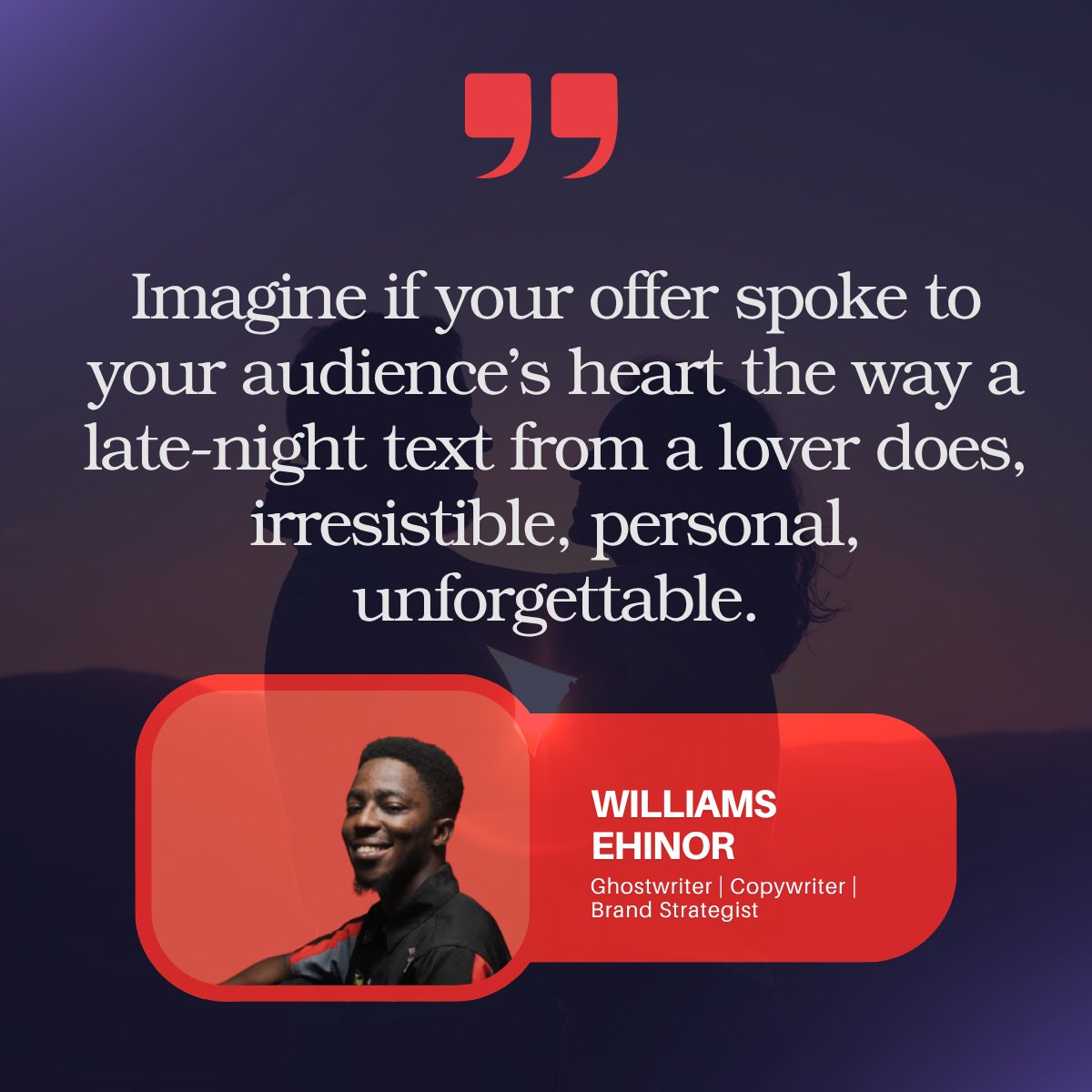 heisawordsmith's tweet image. Your offer should read like a late-night text to someone you adore.
Intimate. Honest. Unforgettable.
Not “8-week program.”
But “8 weeks to bring back laughter, ease, and connection.”

See the difference? That’s the love letter effect.
#MarketingStrategy #CreativeCopy #Salescopy