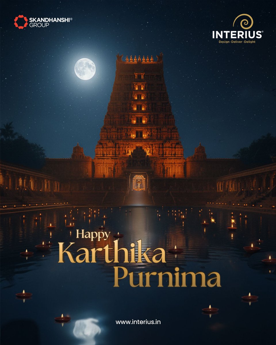 _interius's tweet image. ✨🪔 Happy Karthika Purnima from INTERIUS! 🪔✨

May the light of this sacred full moon, and the glow of countless diyas, fill your life with devotion, prosperity, and faith. 🌕✨

#INTERIUS #HappyKarthikaPurnima #KarthikaPurnima #FestivalOfLights #DivineLight #SpiritualVibes