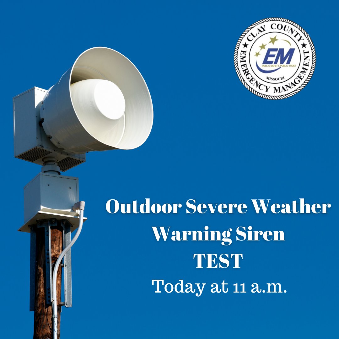 The outdoor warning sirens will be TESTED today (11/5) at 11 am!
